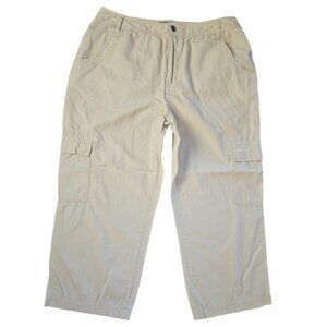 Caribbean Joe White Cargo Capri Cotton Lightweight High Rise Pants Size 12